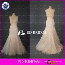 2017ED Beidal Elegant Cap Sleeve Mermaid Beaded Lace Appliqued Champagne Alibaba Robe de mariée